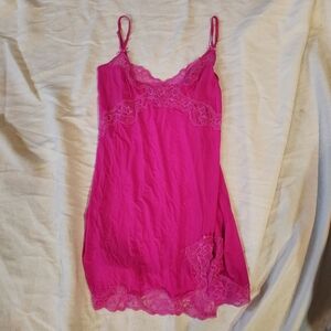 Victoria's Secret Pink Satin Lace Slip Chemise Size Medium